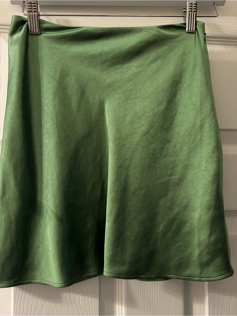 cult gaia Olive Green Satin A-Line Skirt